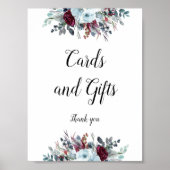 Blauw en Bourgogne Kaarten en cadeaubonnen Poster (Voorkant)