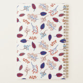 Blauw en Bourgogne Natuur verlaat patroonpatroon Planner (Achterkant)