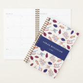 Blauw en Bourgogne Natuur verlaat patroonpatroon Planner (Display)