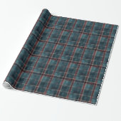 Blauw en Bourgogne Plaid – Klassiek vakantiegesche Cadeaupapier (Uitgerold)