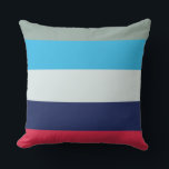 Blauw en Bourgogne striped Kussen<br><div class="desc">Horizontaal blauw en gestript patroon.</div>