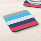 Blauw en Bourgogne Stripes Square Bier Onderzetter (Linkerzijde)