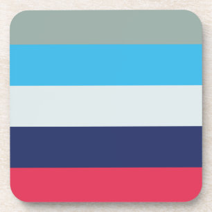 Blauw en Bourgogne Stripes Square Bier Onderzetter