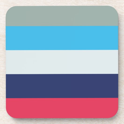 Blauw en Bourgogne Stripes Square Bier Onderzetter (Voorkant)