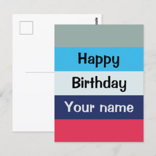 Blauw en Bourgondië Gezegend Verjaardag Briefkaart