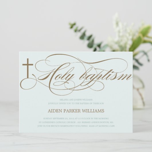 BLAUW- EN BROEIHOOGKROSS | BAPTISME-INVITATIE KAART (Staand voorkant)