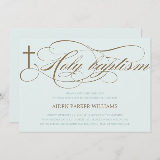 BLAUW- EN BROEIHOOGKROSS | BAPTISME-INVITATIE KAART (Voorkant / Achterkant)