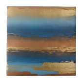blauw en brons abstract tegeltje (Voorkant)