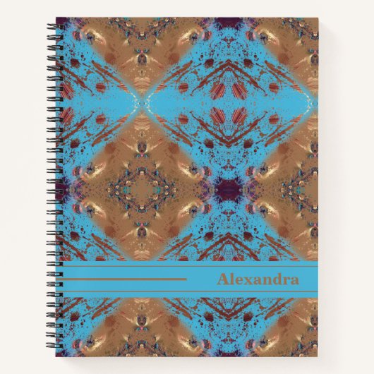 Blauw en Bronze Monogrammed Notitieboek (Voorkant)