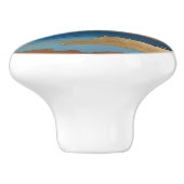 blauw en bronzen abstract keramische knop (Zijkant)