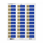 Blauw en bronzen Afstuderen retour adreslabels Etiket (Full Sheet)