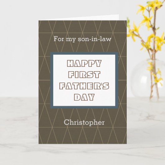 Blauw en Bruin 1e Vaderdag schoonzoon Kaart (Gele Bloem)