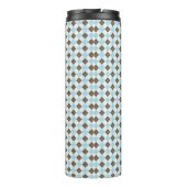 Blauw en bruin, aangepast argyle-patroon thermosbeker (Achterkant)
