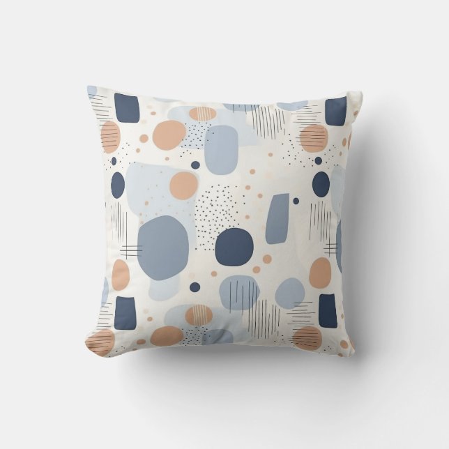 Blauw en Bruin Abstract Kleur DesignFleece Deken Kussen (Voorkant)