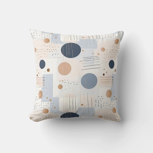 Blauw en Bruin Abstract Kleur DesignFleece Deken Kussen (Voorkant)