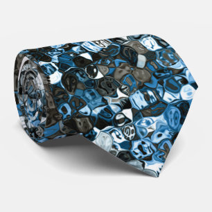 Blauw en bruin abstract patroon stropdas