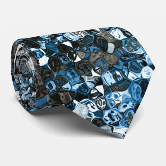 Blauw en bruin abstract patroon stropdas (Opgerold)