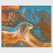 Blauw en bruin abstract schilderij cadeaupapier (Vlak)