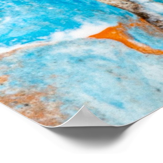 Blauw en bruin abstract schilderij poster (Hoek)