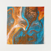 Blauw en bruin abstract schilderij wandkleed (Voorkant (horizontaal))