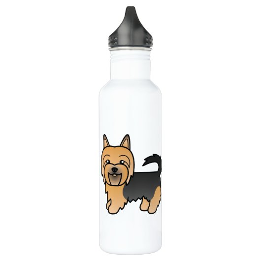 Blauw en bruin Australische Terrier Hond Illustrat Waterfles (Links)