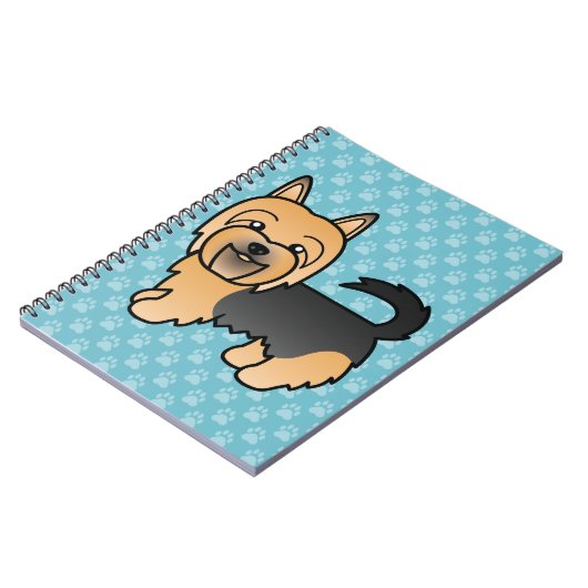 Blauw en bruin Australische terriër hond op blauwe Notitieboek (Linkerzijde)