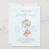 Blauw en Bruin Baby shower Invitation Kaart (Voorkant)