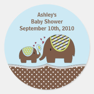 Blauw en bruin Baby shower sticker