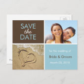 Blauw en bruin Bewaar de datum Foto Briefkaarten (Voorkant / Achterkant)