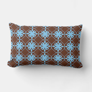 Blauw en bruin bloemmotief naadloos patroon kussen