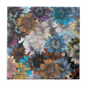 Blauw en bruin bloemmotief tegeltje (Voorkant)