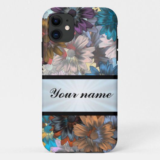 Blauw en bruin bloempatroon Case-Mate iPhone case (Achterkant)