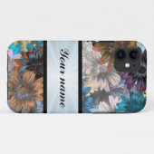 Blauw en bruin bloempatroon Case-Mate iPhone case (Achterkant (horizontaal))