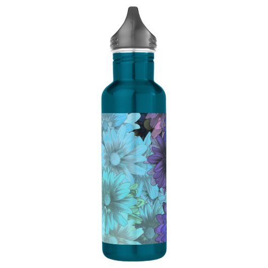 Blauw en bruin bloempatroon waterfles  (Links)