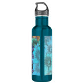 Blauw en bruin bloempatroon waterfles  (Achterkant)
