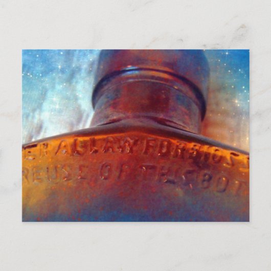 Blauw en bruin briefkaart (Voorkant)