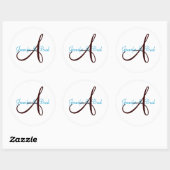 Blauw en Bruin Bruiloft Monogram Aangepaste Sticke Ronde Sticker (Vel)