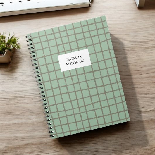 Blauw en bruin Check Plaid Notitieboek Stationery