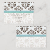 Blauw en Bruin Damask bruiloft receptie Ca Informatiekaartje (Voorkant / Achterkant)