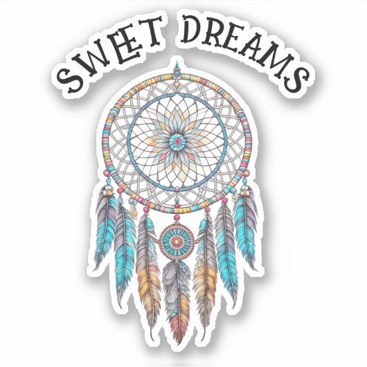 Blauw en Bruin Dreamcatcher | Zoete dromen Sticker (Voorkant)