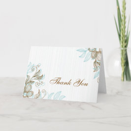 Blauw en bruin Floral Hartelijk dank Bedankkaart