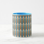 Blauw en bruin geometrisch patroon mok (Midden)