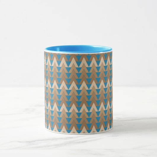 Blauw en bruin geometrisch patroon mok (Midden)