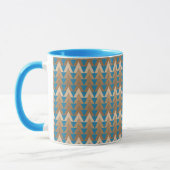 Blauw en bruin geometrisch patroon mok (Links)