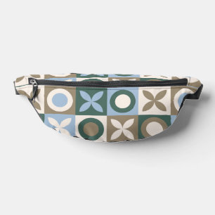 Blauw en bruin geometrisch tegel mozaïekpatroon heuptasje