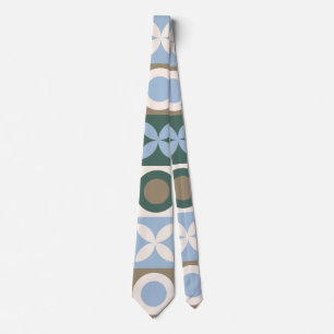 Blauw en bruin geometrisch tegel mozaïekpatroon stropdas