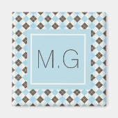 Blauw en Bruin Gepersonaliseerd Argyle Patroon Magneet (Voorkant)