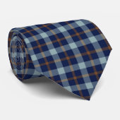 Blauw en bruin geruit heren stropdas (Opgerold)