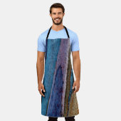 Blauw en bruin geschilderd oppervlak schort (Gedragen)