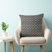 Blauw en bruin geweven mandworp kussen 50 x 50 cm (Stoel)